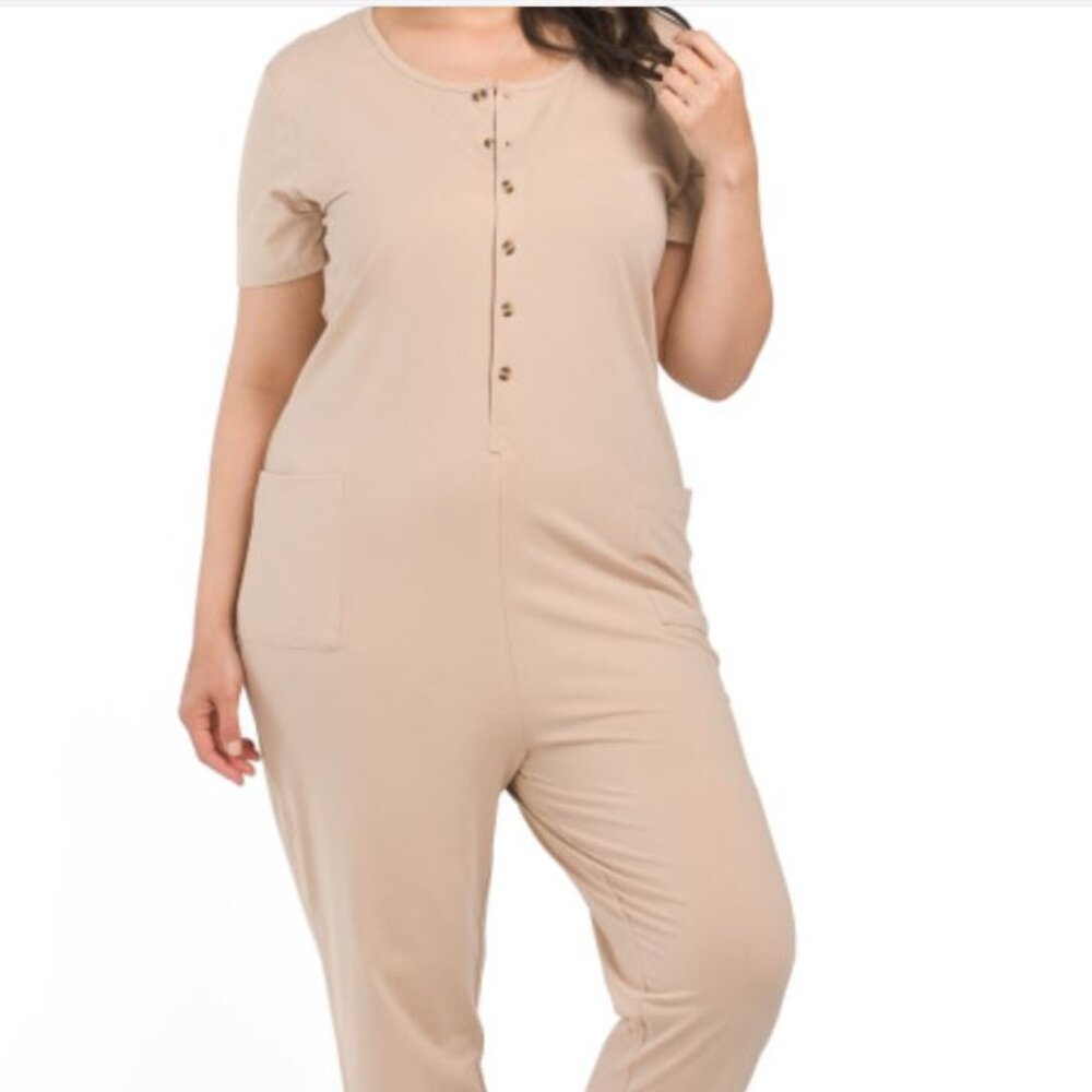 NWT PETIT LEM Women's Organic Cotton Loungewear Jumpsuit Size XS/S